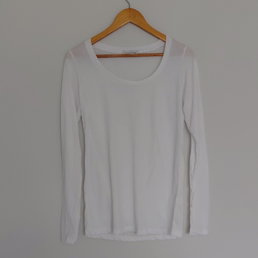 Summer & Sage White Long Sleeve Tee